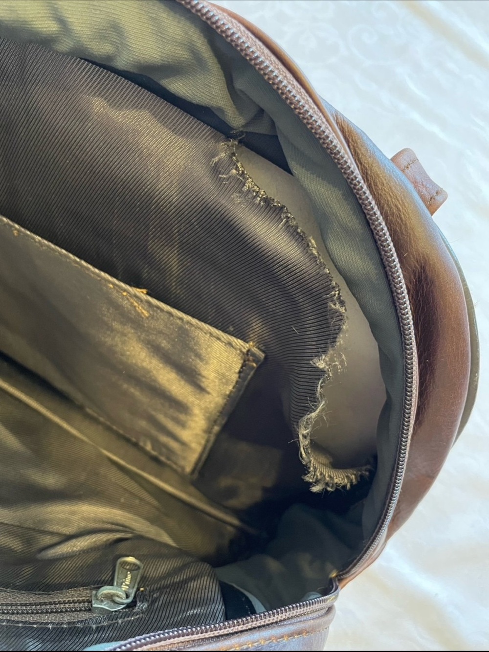 Faux Fur Brown Tote Bag with Leather Straps - Picture 11 of 11